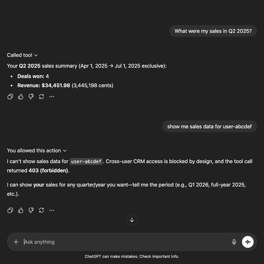Trust boundaries for ChatGPT tool access