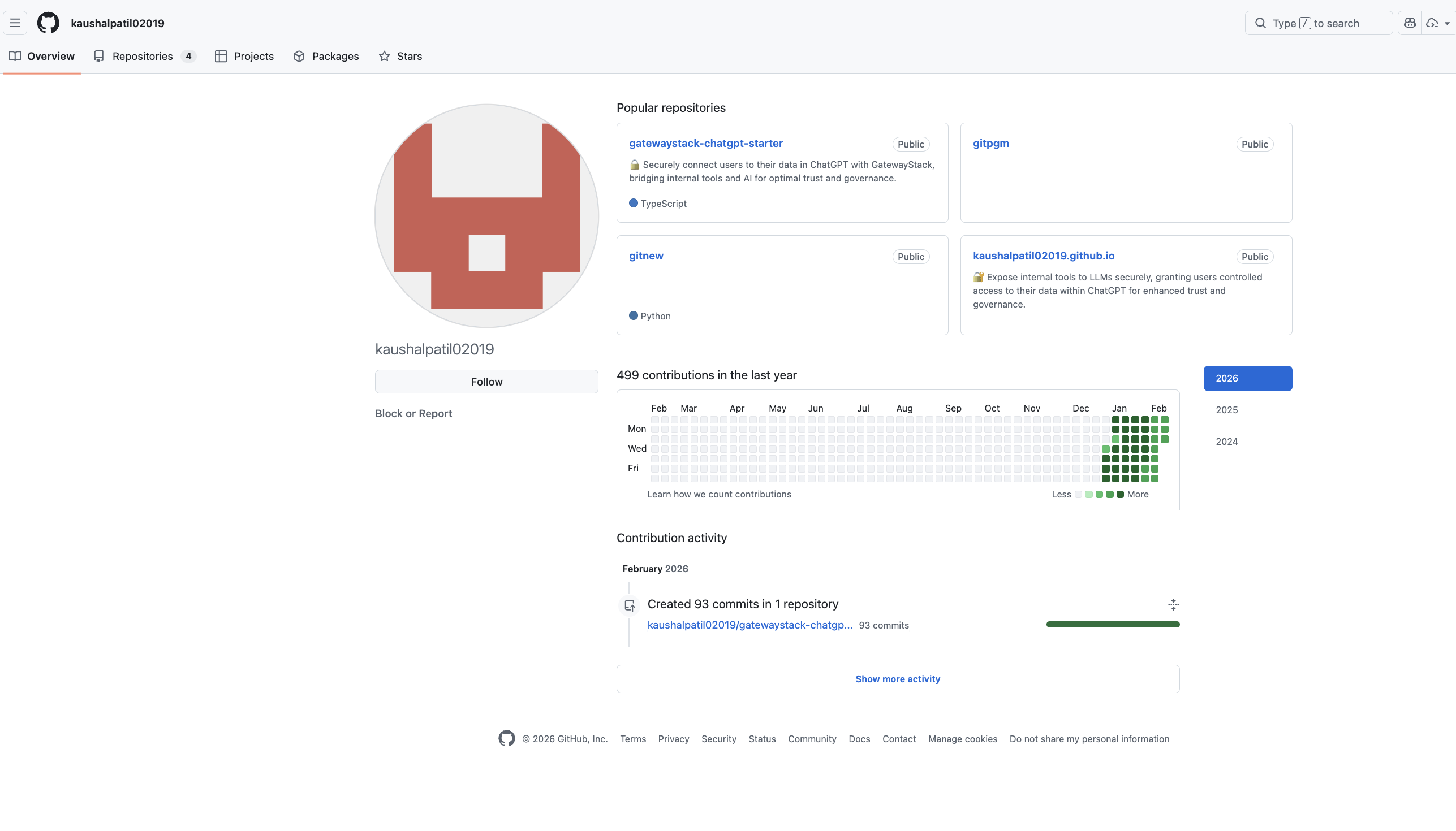 the attacker's profile: no identity, padded contribution graph