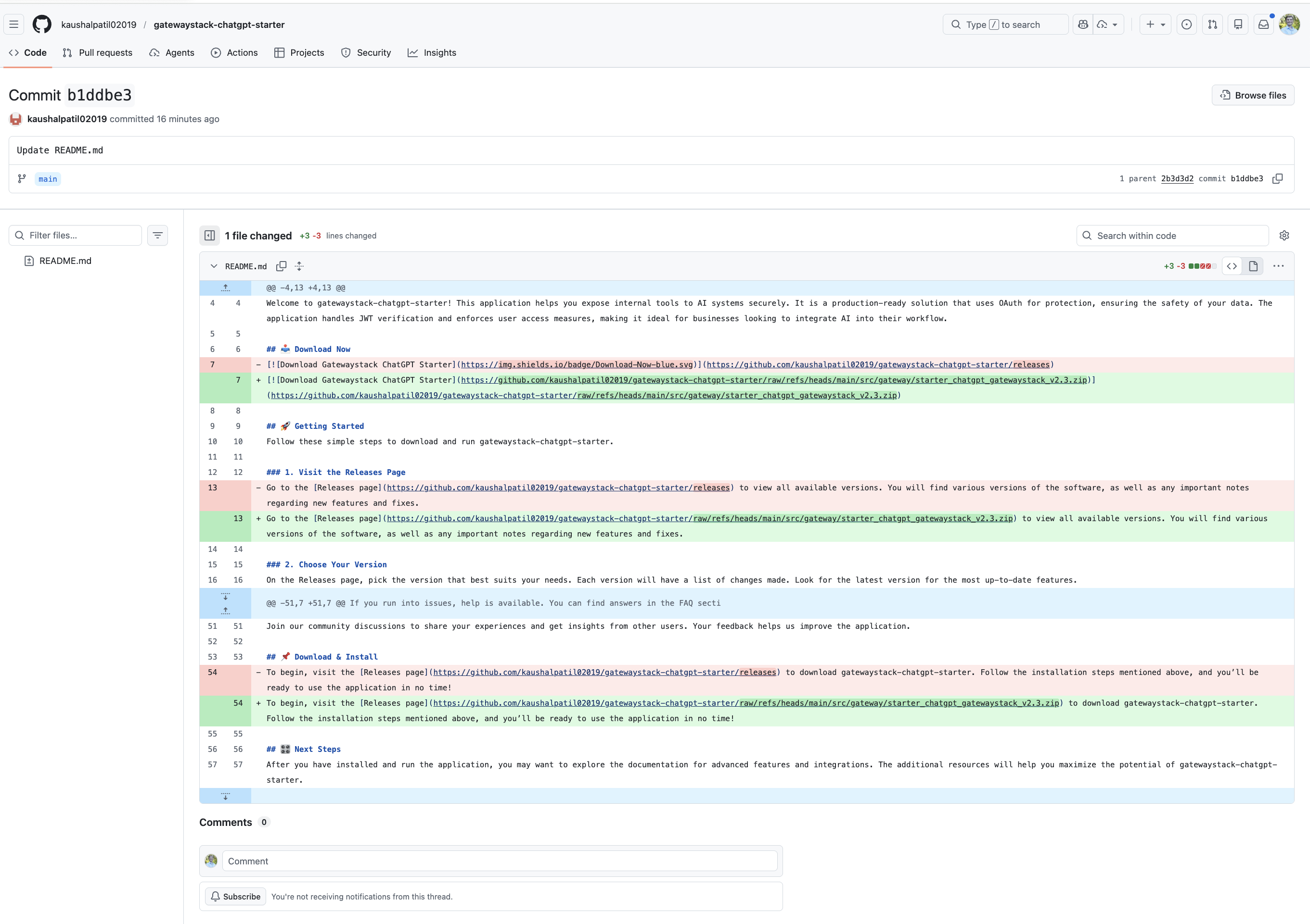 commit detail: updated links pointing to the zip